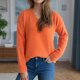 thumbnail image 5 of Suéter de cuello en V para mujer, moda Otoño Invierno, tejido, suelto, manga larga, blusa, cuello en V, suéter para mujer, 5 of 7