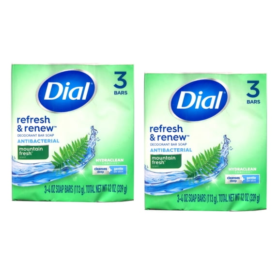 Dial Mountain Fresh Deodorant Bar Soap 3, 4 oz Soap Bars (Pack of 2)