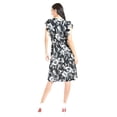 thumbnail image 3 of Vestido floreado cintura smock Roman Fashion Juvenil 8867 Negro flor, 3 of 5