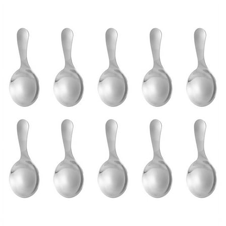10 Pcs Stainless Steel Short Handle Spoons Mini Salt Condiments Spoon Dessert Tea Coffee Spoons,Silver
