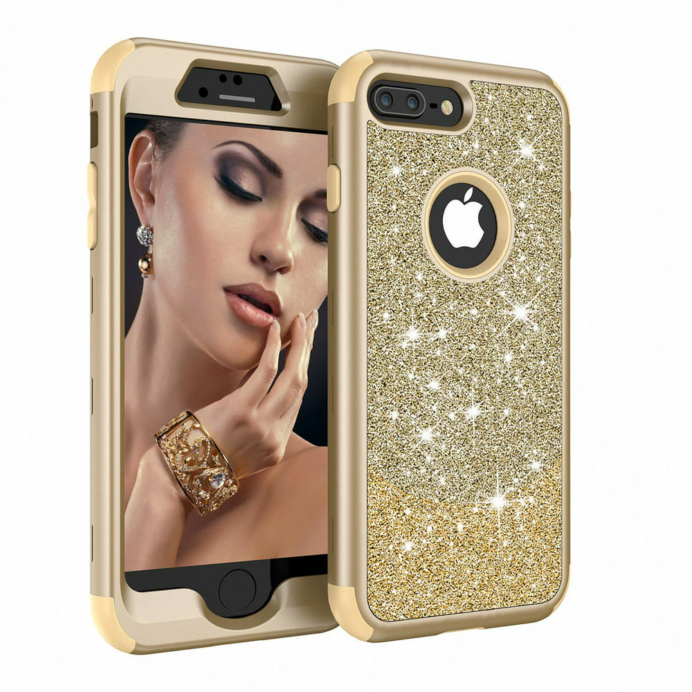 iPhone 8 Plus Case, iPhone 7 Plus Case, Allytech Dual Layer Glitter