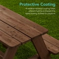 thumbnail image 6 of Wubio Kids Wooden Picnic Table, Outdoor Activity & Dining Table w/Adjustable Collapsible Umbrella, Built-in Seats - Walnut/Red, 6 of 16
