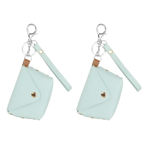 Uxcell Coin Purse Keychain, 2 Pack Mini Cute Tote Bag Key Chains Earphone Pouch, Light Blue