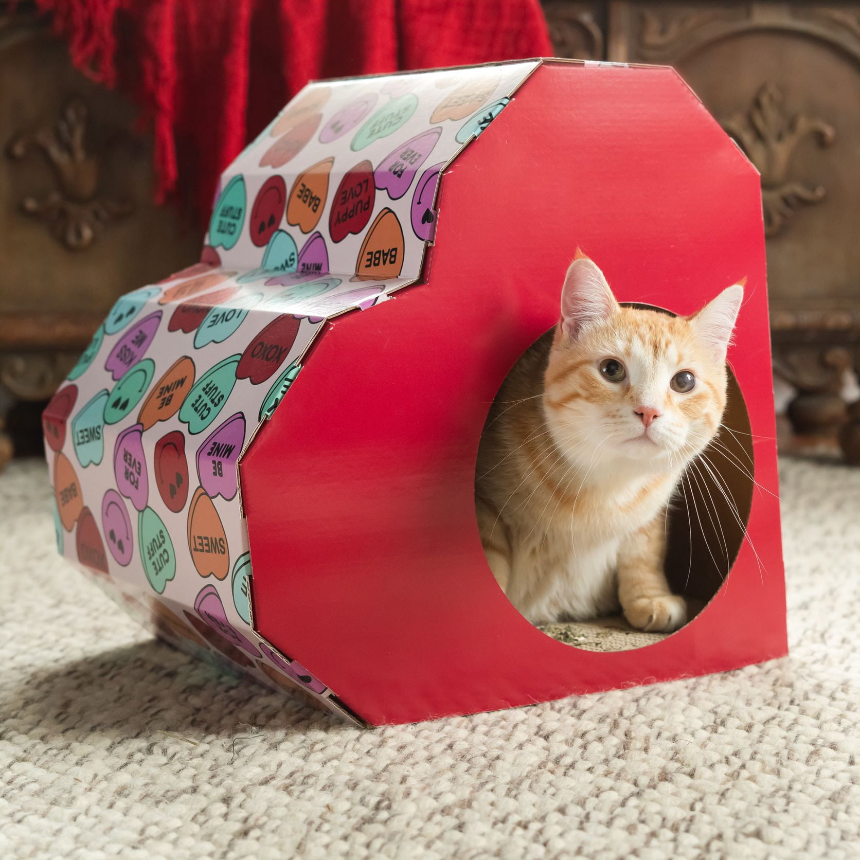 Kitty City Conversation Heart Cat Scratch House, For Cats, One Size