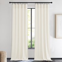 NICETOWN Velvet Curtains 84 inches Long for Bedroom, Thermal Curtains Solid Heavy Drapes/Window Treatments, Ivory White, 42"x84", 2 Panels