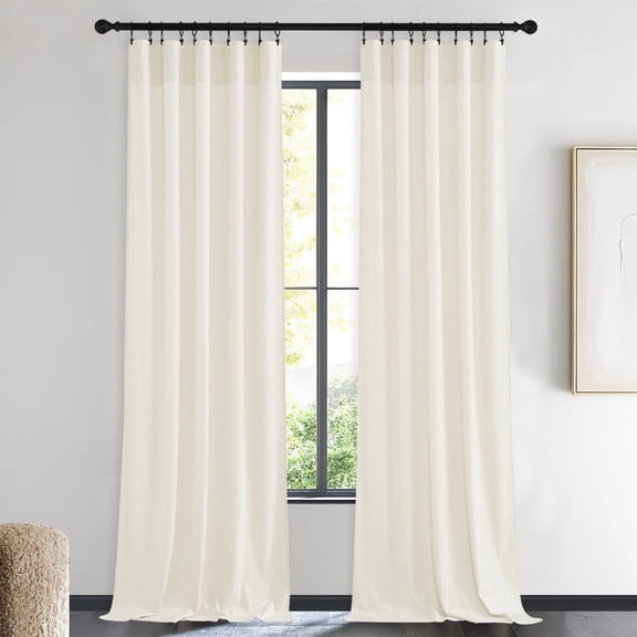 NICETOWN Velvet Curtains 84 inches Long for Bedroom, Thermal Curtains Solid Heavy Drapes/Window Treatments, Ivory White, 42"x84", 2 Panels