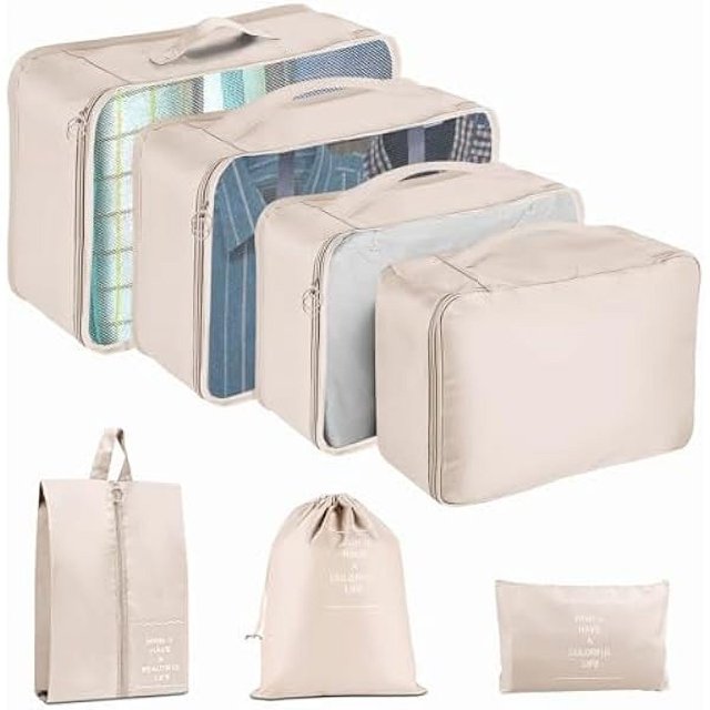 HAYAN7 Set Packing Cubes - Travel Bags Organizer for Luggage, Suitcase, Mesh Travel Cubes with Laundry Bag, Shoes Bag, Travel Essentials Bags Set for Women