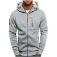 thumbnail image 2 of PNTUTB Men's Hooded Jacket with Multi-pocket Long Sleeve Printed Zipper Hoodie Coat Casual Outerwear, 2 of 6