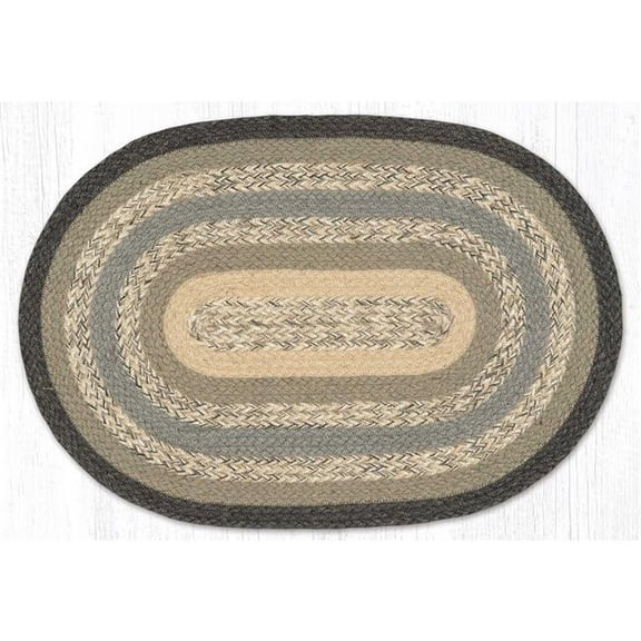 Earth Rug  3 x 5 ft. C-903 Charcoal, Gray & Ivory Oval Braided Rug