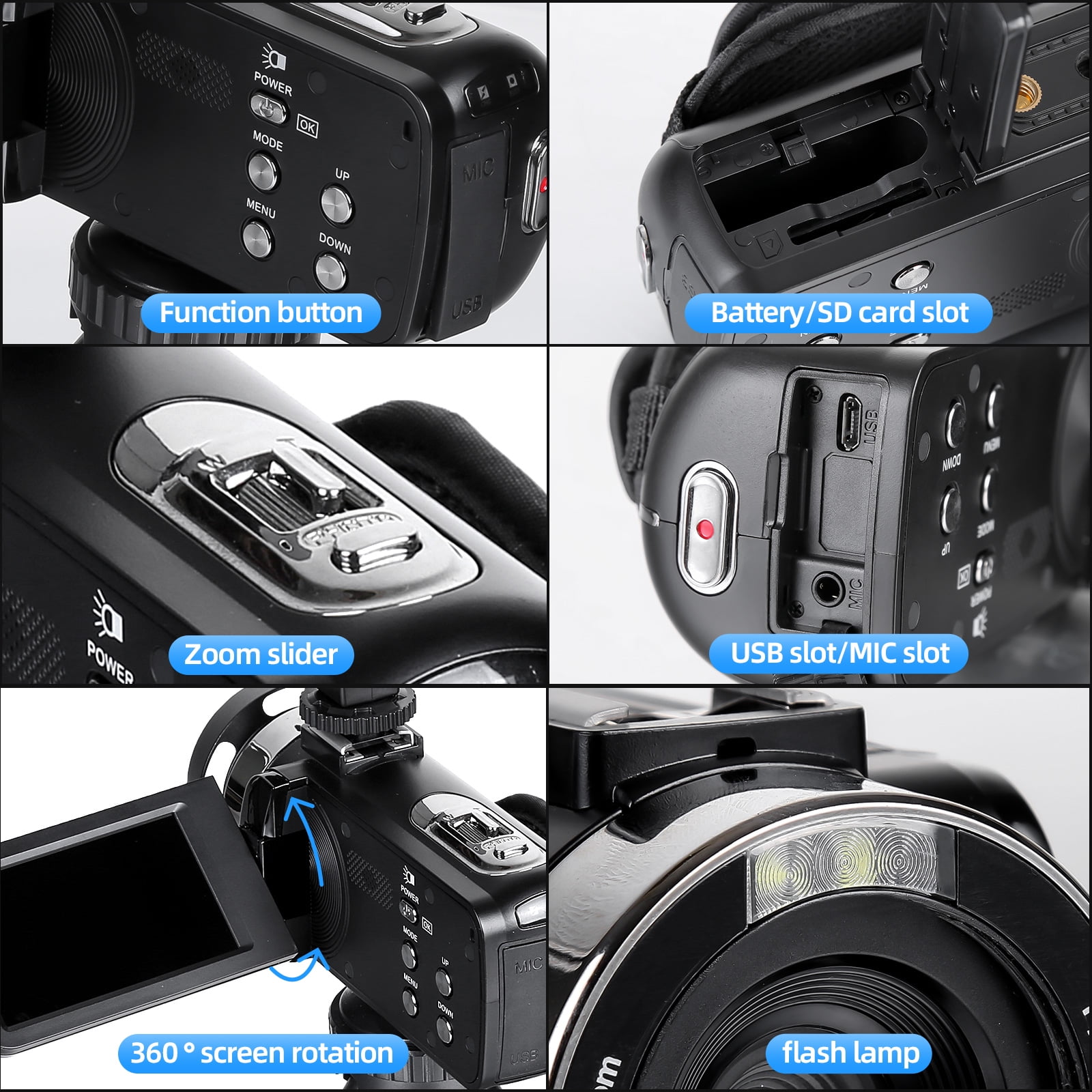 NBD Video Camera 2.7K Ultra HD 42MP Youtube Vlogging Camera 3.0” Camcorder with Remote Control