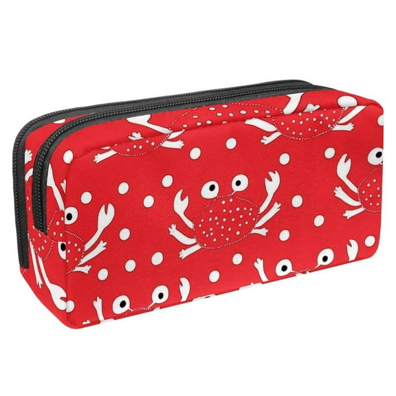PhooArto Pencil Case, Cartoon Crabs Red Dot Pattern Large Capacity Pencil Pouch Stationery Pen Bag