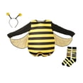 thumbnail image 2 of Ruyang Girls Bumble Bee Outfit Kids Long Sleeve Clothes with Wings Hairband and Striped Socks Sets Halloween Dress up, 2 of 4