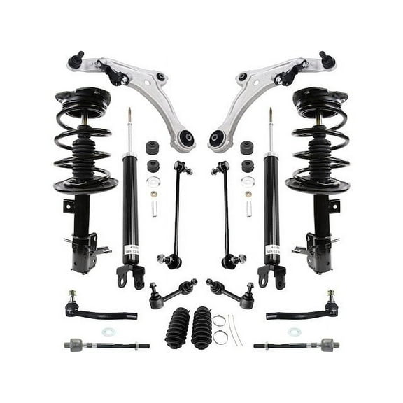 Front and Rear Shock Strut Coil Spring Control Arm and Sway Bar Link Tie Rod End Kit - 16 Piece - Compatible with 2009 - 2014 Nissan Maxima 2010 2011 2012 2013