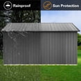thumbnail image 6 of 12ft x 10ft Metal Outdoor Storage Garden Tool Shed Workshop with Foldable Worktable, Shelves, Window, Hanging Lamp Hook & Apex Roof for Backyard Garden Patio, Grey, 6 of 7