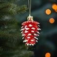 thumbnail image 4 of Fiudx Adorno de Piña para Árbol de Navidad, Diseño Rojo Pintado a Mano, Construcción de Plástico Ligero, Decoración para Árbol de Navidad, Colgante Versátil, Ambiente Invernal Acogedor, Juego de 6, 6, 4 of 6