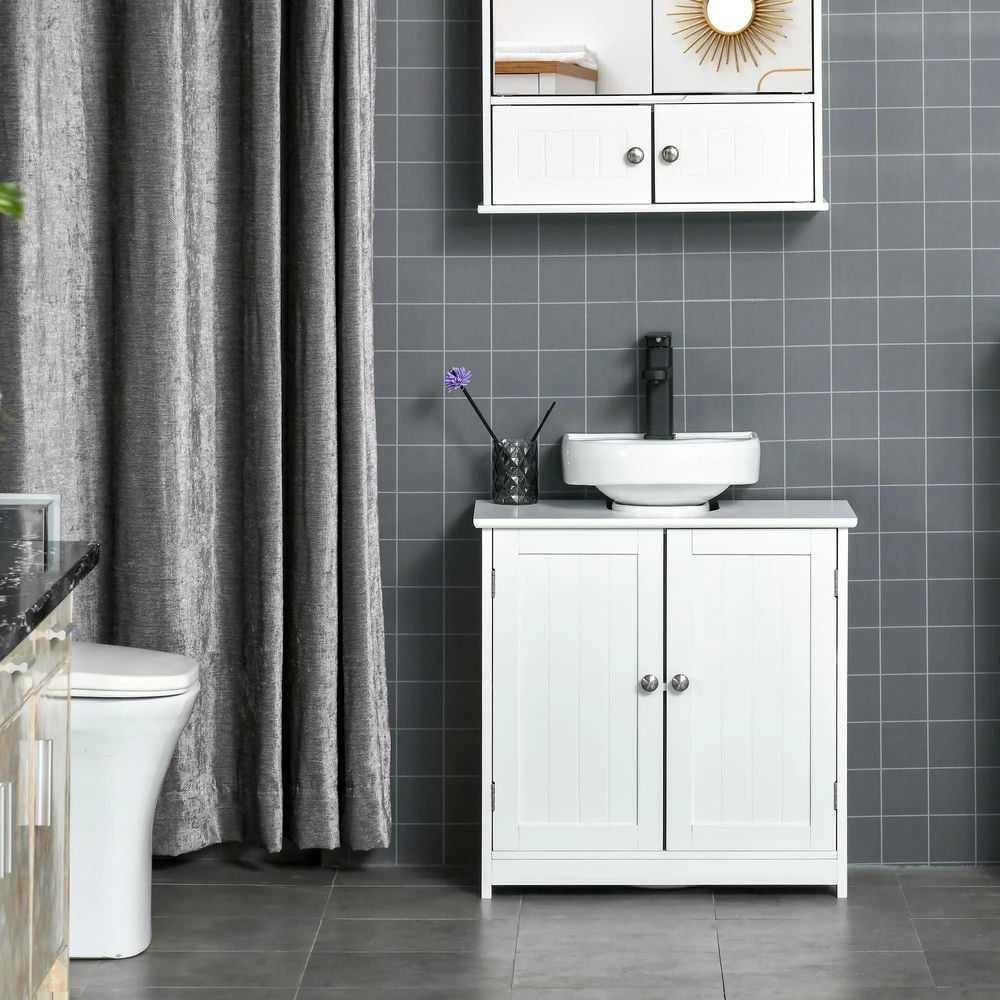 Topcobe Bathroom Vanities, Bathroom Sink Cabinets with U-Shape Cut-Out and Adjustable Internal Shelf, Indoor Modern Furniture for Bathroom, White