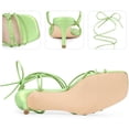 thumbnail image 4 of BLISSFUL STEP Women's Heels Knot Lace Up Strappy Square Toe Kitten Heel Sandals  Fluorescent Green 6, 4 of 4