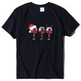 thumbnail image 3 of Qertyioot Femmes Noël Vin Verre Imprimé Manches Courtes T-shirt Décontracté Col Rond Pulls Hauts, 3 of 4