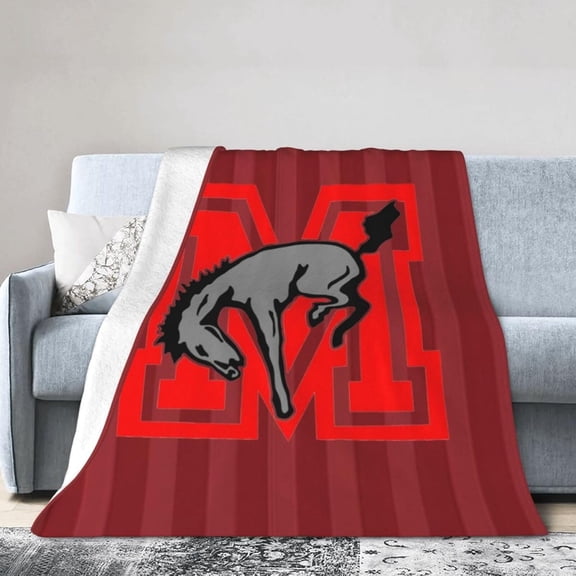 Muhlenberg College Logo Fleece Blanket, Very Soft Microfiber Flannel Blanket for Couch Warm and Cozy for All Seasons, Black