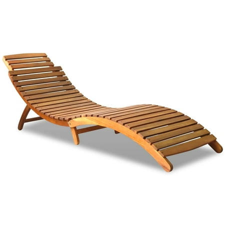 Folding Chaise Lounger Chair Solid Acacia Wood Sun Lounger Patio Day Sun Bed Durable Outdoor Garden Elegant Pool Sun