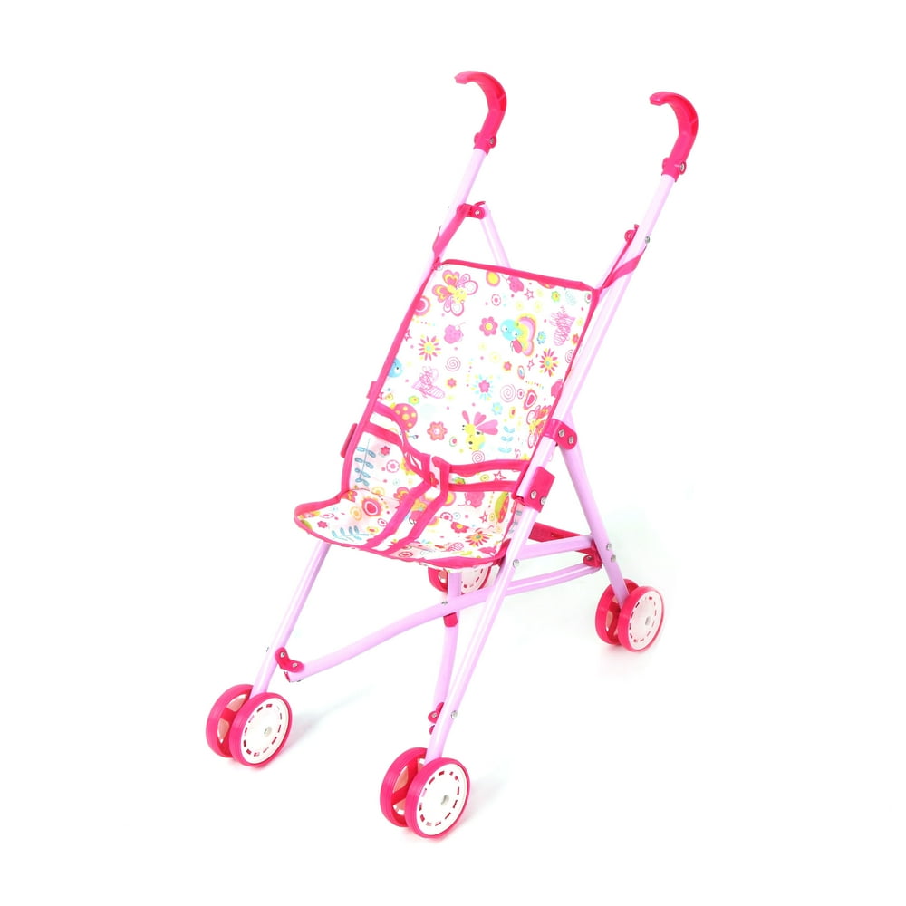 Pretty In Pink 14 Inch Folding Collapsible Compact Umbrella Toy Doll