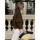 thumbnail image 4 of Chaqueta elegante de mezcla de lana para mujer, abrigo corto informal de manga larga con solapa y botones delanteros, ropa de calle femenina, Otoño, 2024, 4 of 5