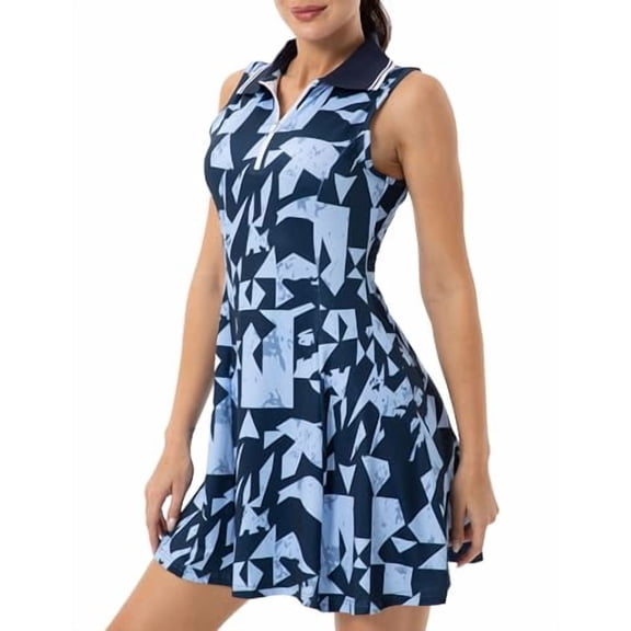 FKEEP WOMEN TENNIS GOLF DRESS SPORT ACTIVE ATHLETIC V-NECK XS BLACK SQUARES