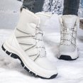 thumbnail image 4 of AUDeals Mens Winter Snow Boots Lace Up Mid Calf Warm Waterproof Outdoor Shoes Thick Rubber Sole Non Slip Hiking Boots (White, 5.5), 4 of 8