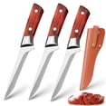 thumbnail image 6 of High Carbon Steel Boning Knife 6-inch Chef Knife Full Tang Wooden Handle with Leather Sheath Portable Fishing Fillet Knife, 6 of 7