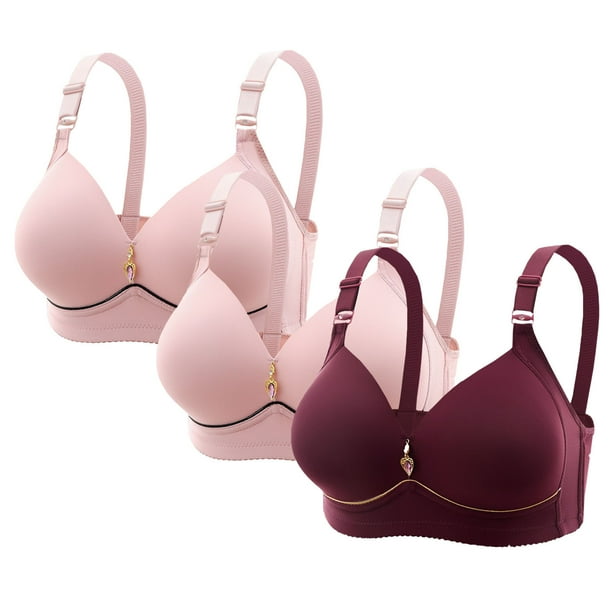 Sujetador de nailon para mujer, 3 piezas, sin costuras, de color liso, con realce y soporte suave, para uso diario.