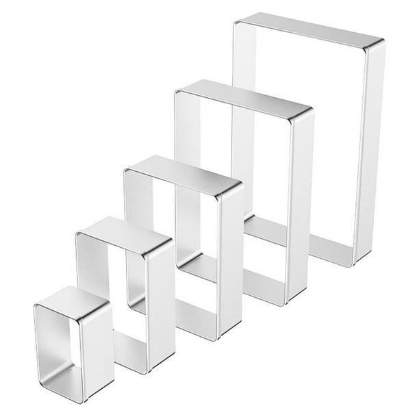 Juego de 5 cortadores de galletas rectangulares de acero inoxidable, utensilios para hornear, molde para galletas de acero inoxidable, cortador de repostería de acero inoxidable