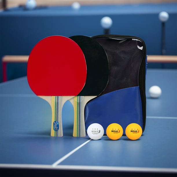 Palas de ping pong (2 raquetas y 3 pelotas), raqueta de ping pong con bolsa de almacenamiento, juego de palas de ping pong antideslizantes para 2 jugadores, juego de entrenamiento para principiantes