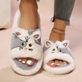 thumbnail image 2 of Fuzzy Slippers For Women Slippers Fuzzy Comfortable Shoes Cute Cat Print Open Toe Flat Slides Cozy Fall Winter Home Footwear Warm Cozy Winter House Slippers Bedroom Indoor House Shoes, 2 of 7
