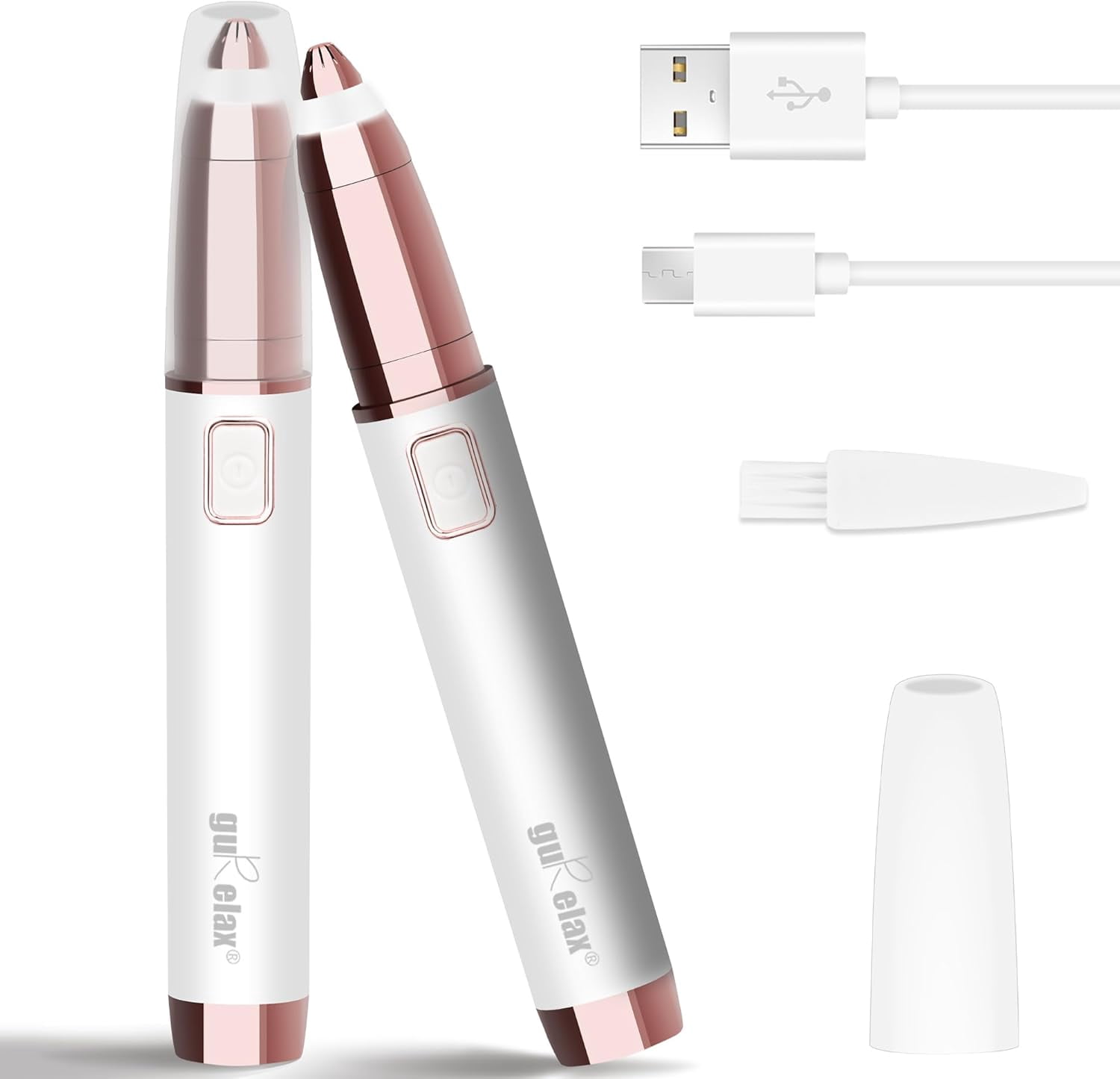 Eyebrow Trimmer for Women,Electric Eyebrow Hair Remover, Painless Brow Razor Shaper with LED Light, USB Rechargeable, Eye Brow and Face Epilator for Ladies(White)