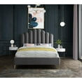 thumbnail image 4 of Velvet Platform Bed with Tufted Headboard & Gold Steel Legs - Bedroom Furniture, 4 of 6