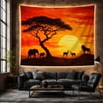 thumbnail image 6 of African Savanna Sunset With Elephant Silhouettes Majestic Illustration for Wildlife Enthusiasts, Safari Wall Art Decor, Housewarming Gift, Tapestry Wall Hanging for Living Room and Bedroom, 6 of 7