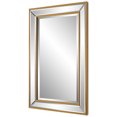 thumbnail image 2 of 32 Inch Wood Wall Mirror, Beveled Mirror Frame, Gold, Saltoro Sherpi, 2 of 5