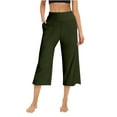 thumbnail image 2 of Capri Pants for Women 2025 High Waisted Wide Leg Loose Casual Yoga Workout Capris with Pockets Womens Cropped Pants, 2 of 7