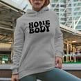 thumbnail image 2 of Home Body, Homie Themed, Groovy Retro Wavy Text Merch Gift, Heather Grey Hooded Sweatshirt or Hoodie, Medium, 2 of 5