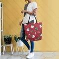thumbnail image 6 of Open Top Canvas Tote Bag with Zipper Reusable Shopping Bag 13.5x15" Roomy Carryall Cute Pink Strawberry Pattern, 6 of 9