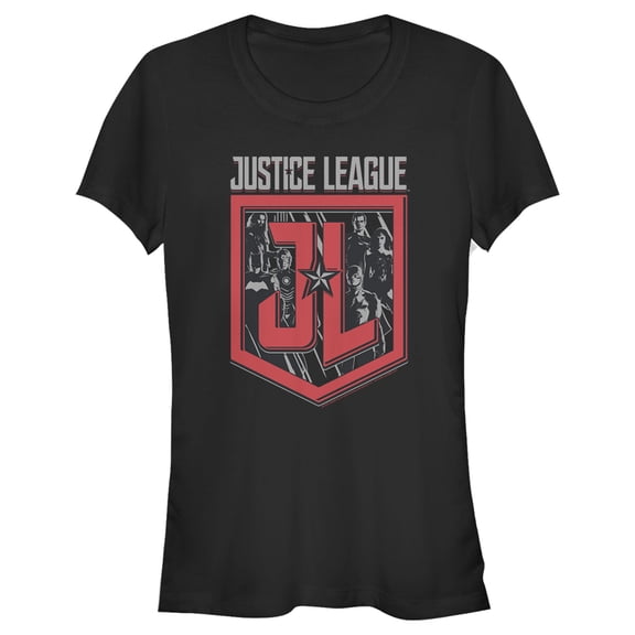 Junior's Zack Snyder Justice League Character Shield  Graphic Tee Black Small