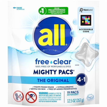 All Mighty Pacs Laundry Detergent 4 in 1 (Pack 1) - 19 Count