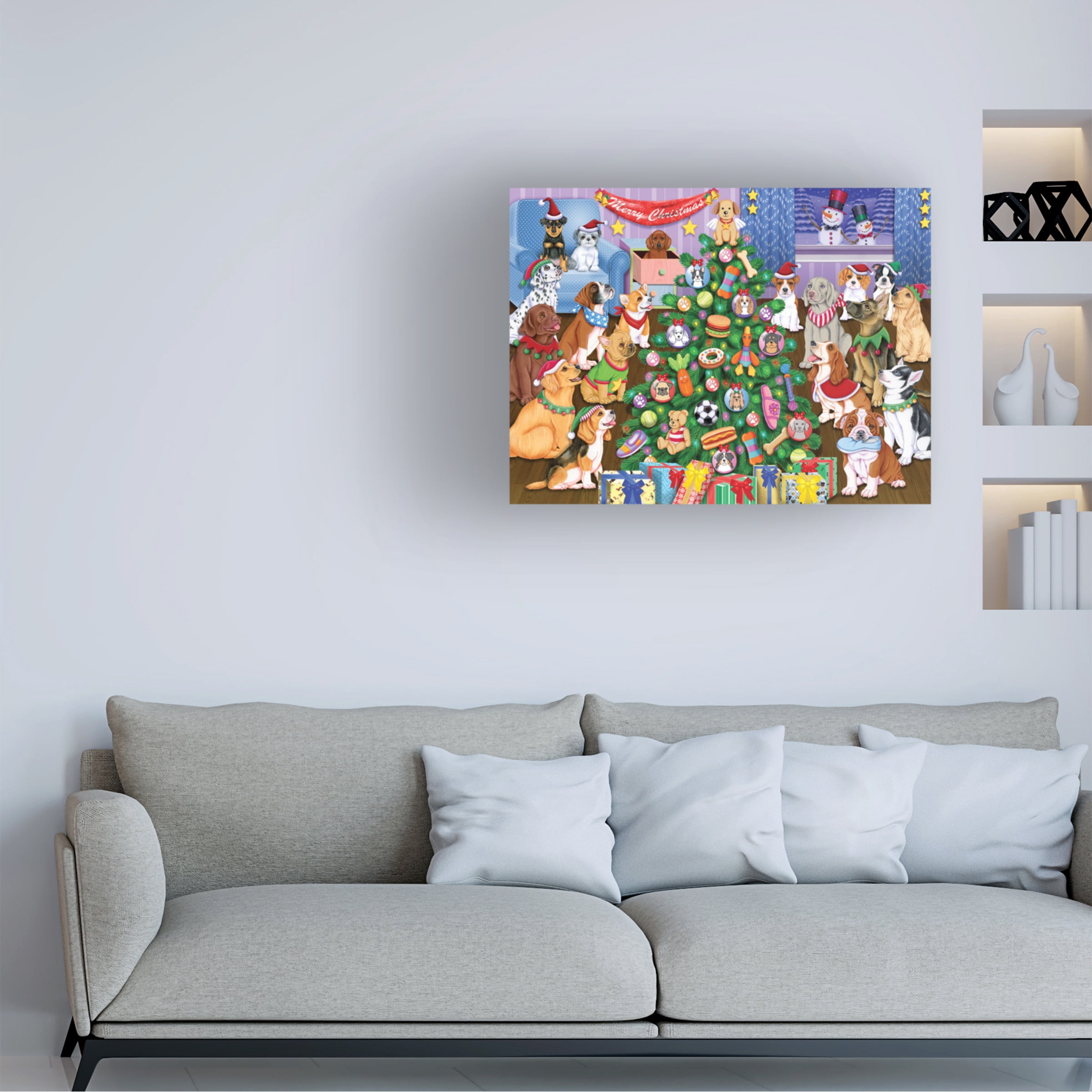 Tomoyo Pitcher 'Puppies Christmas Tree' Canvas Art