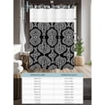 thumbnail image 6 of No Hook Cloth Fabric Shower Curtain with Snap in Liner, Black Geometric Waterproof Shower Curtains Set with See Through Top Window, Paisley Modern Abstract Flower Bath Curtains Shower 72"x96", 6 of 6