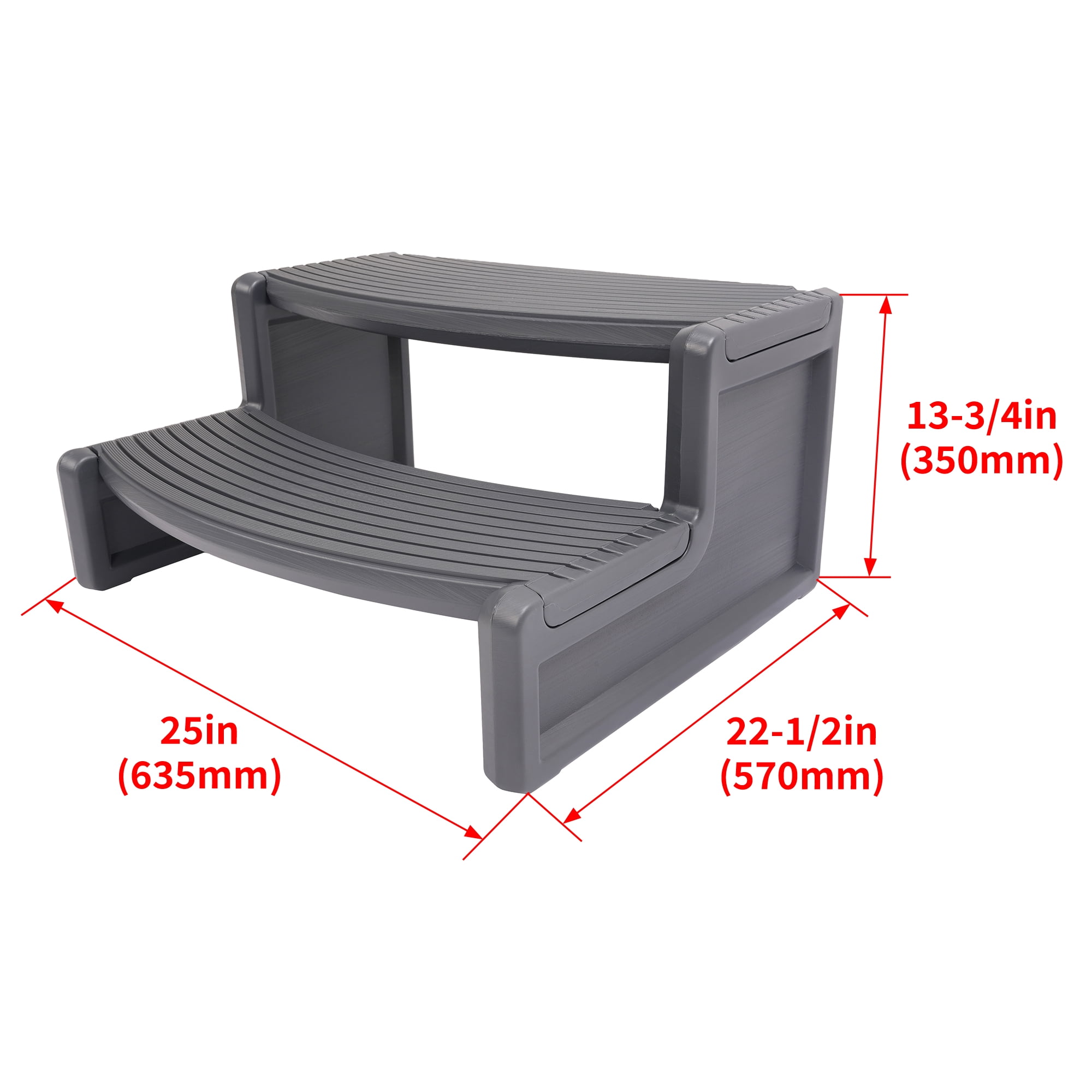 Kojem Spa Step, Hot Tubs Stairs, Outdoor Non Slip Portable, for Sided Handi-Step, Spa Pool Ladders, Dark Gray Plastic