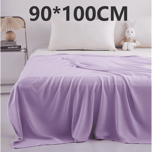 AUQ Throw Blanket Bamboo Charcoal Fiber Cooling Blanket Solid Color Toddler Blanket,Purple,35.43*39.37in