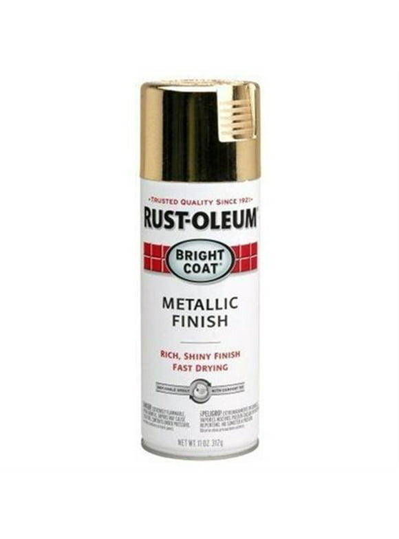 Gold, Rust-Oleum Stops Rust Bright Coat Metallic Spray Paint-7710830, 11 oz