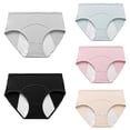 thumbnail image 2 of Period Underwear for Women Menstrual Panties Womens Leak Proof Mid Waist Cotton Postpartum Ladies Panties Briefs Girls 5 Pack, 2 of 13