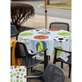 thumbnail image 5 of Outdoor Tablecloths with Umbrella Hole & Zipper, Blue Balls 60x60 Inch Square Tablecloths, Baseball Tennis Basketball Football Waterproof Table Cloth, Patio/Pool/Picnic Table Covers, 5 of 8