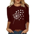 thumbnail image 2 of ShomPort 3/4 Sleeve Tops for Women Casual Crew Neck Graphic Print Pullovers Solid Color Basic T-Shirts, 2 of 3